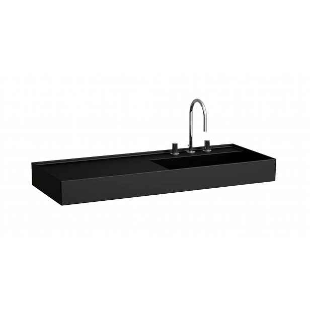 Laufen Kartell - Umyvadlo 120x46 cm, bez přepadu, otvor pro baterii, matná černá H8133337161111