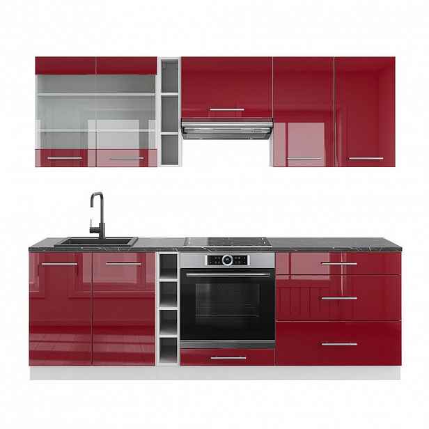 Vicco KUCHYŇSKÝ KOUT Fame-Line Bordeaux vysoký lesk/bílá 235 cm , PD Antracit