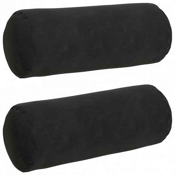 vidaXL Polštáře 2 pcs Černá Ø 15 x 40 cm Žebrovaná látka