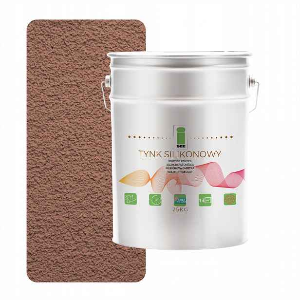 Silikonová Fasádní Omítka Zesílená, Hnědá, Bledá, 1.5 MM, Trvanlivá, 25 Kg