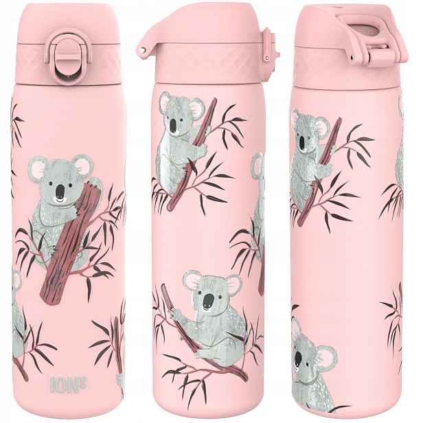 Termos Láhev Na Pití Dětský Školní Na Čaj Růžový Medvídek Koala ION8 0,5 L 500 ml