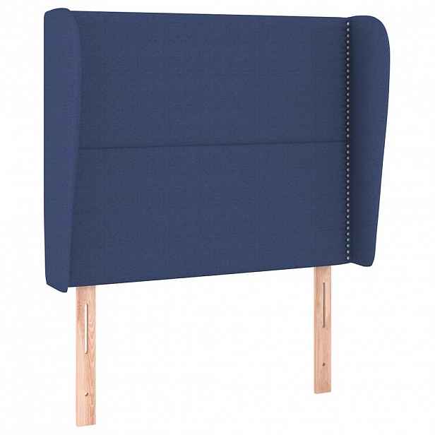 vidaXL Čelo postele typu ušák modré 93x23x118/128 cm textil