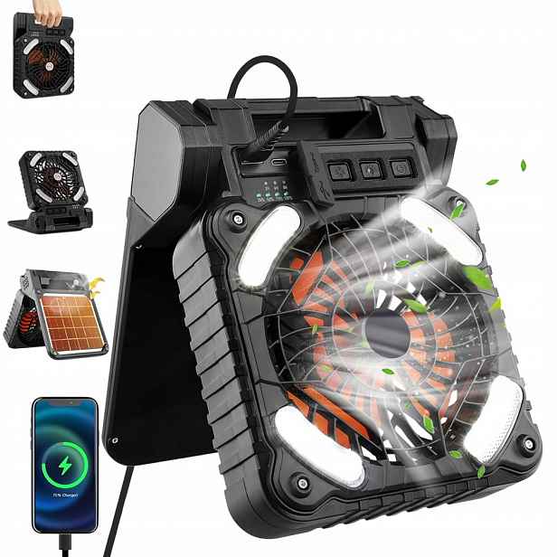 Bezdrátový Ventilátor, Svítilna, Turistický Kempingový Solární Ventilátor