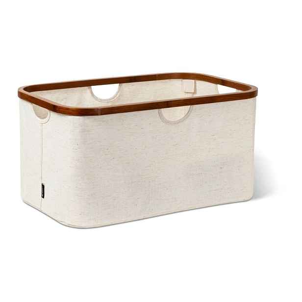 Krémový látkový koš na prádlo skládací Bamboo/Linen – Bigso