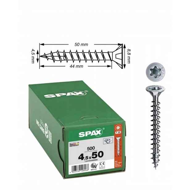 Univerzální šroub do dřeva spax 4,5 x 50 Wirox Tx 500 ks