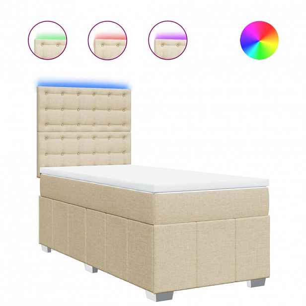 vidaXL Box spring postel s matrací krémová 100 x 200 cm textil