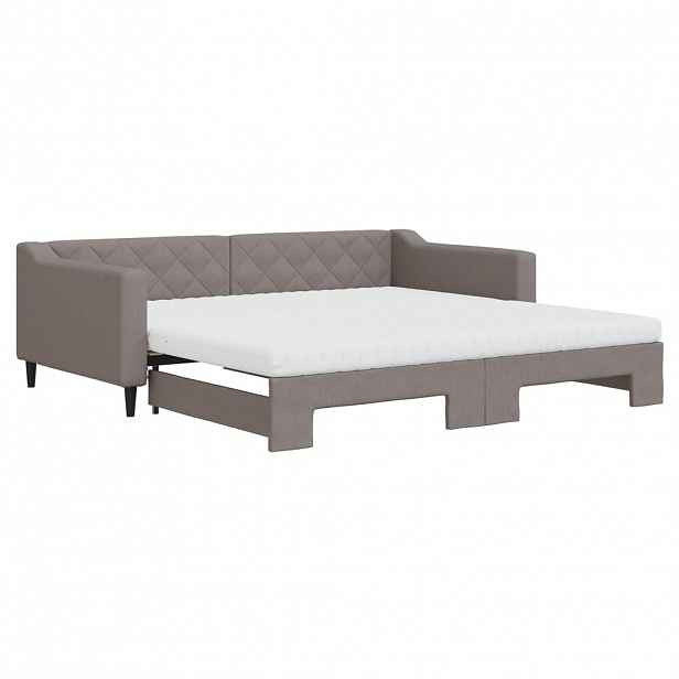 vidaXL Válenda s přistýlkou a matracemi taupe 100 x 200 cm textil