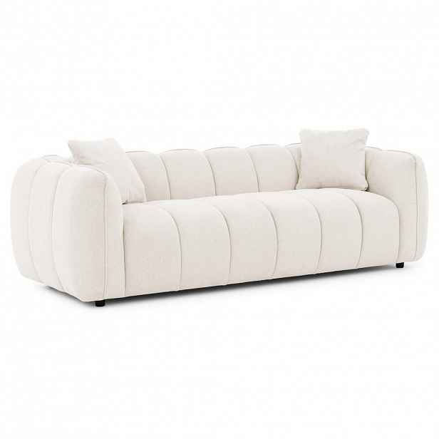 S-Style TŘÍMÍSTNÁ POHOVKA Nubira vv hluboce prošívaném designu Bubble z měkké strukturované látky v krémové barvě s moderním vzhledem