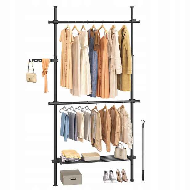 Teleskopický věšák na oblečení Songmics 123 x 310 cm, černý