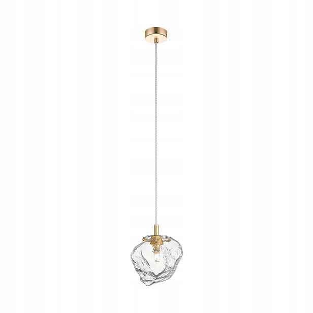 Závěsná lampa zlaté skleněné stínítko kámen glamour do ložnice Zuma Line