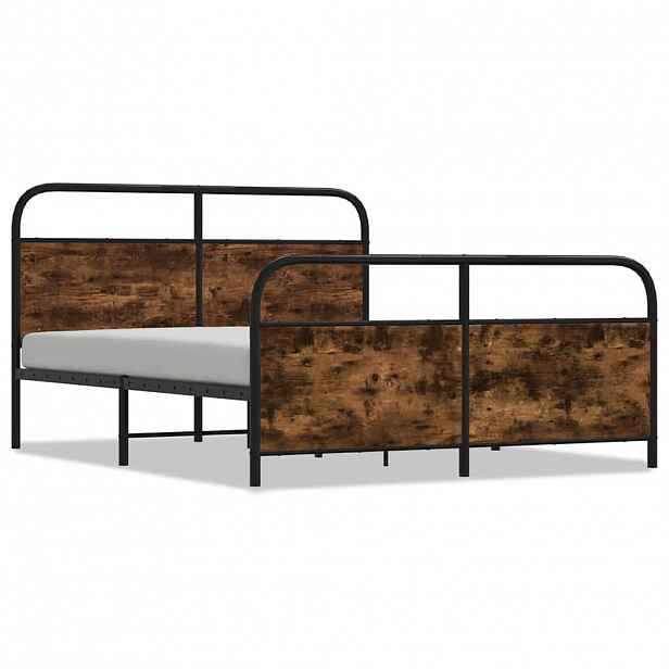 vidaXL Kovový rám postele bez matrace kouřový dub 150 x 200 cm