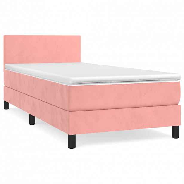 vidaXL Box spring postel s matrací růžová 80 x 200 cm samet