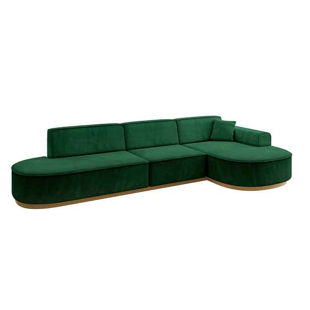ALTDECOR ROHOVÁ SEDAČKA s otomanem, pravá MARI-L2-v2 328x171x83 Zelená Velur