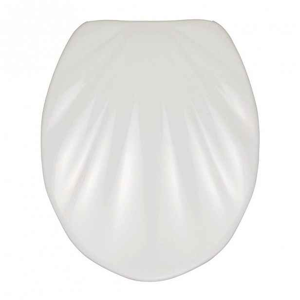 Bílé WC sedátko se snadným zavíráním Wenko Premium Sea Shell, 45,5 x 38 cm