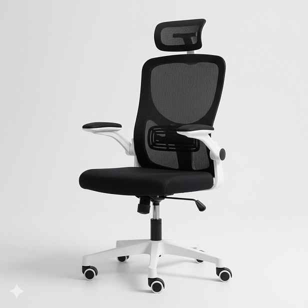 Ergonomická Otočná Kancelářská Židle Z Mikrosítě Fibi, Černá A Bílá