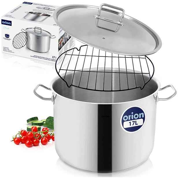 Povidlový velký ocelový hrnec s víkem pro pasterizaci zavařenin 38 Cm 22 l