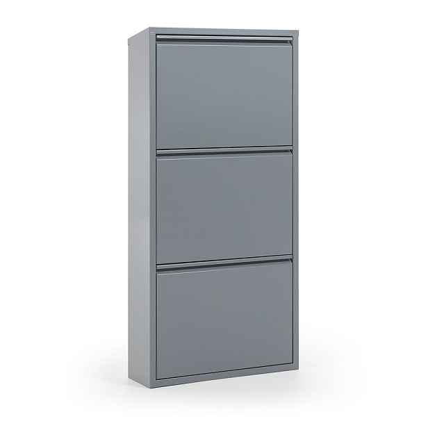 Světle šedý kovový výklopný botník 50x103x15 cm Ode – Kave Home