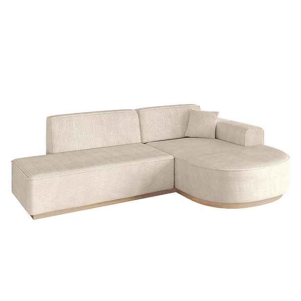 ALTDECOR ROHOVÁ SEDAČKA s otomanem, pravá ARRIO-L1 243x171x83 Béžová Manšestr