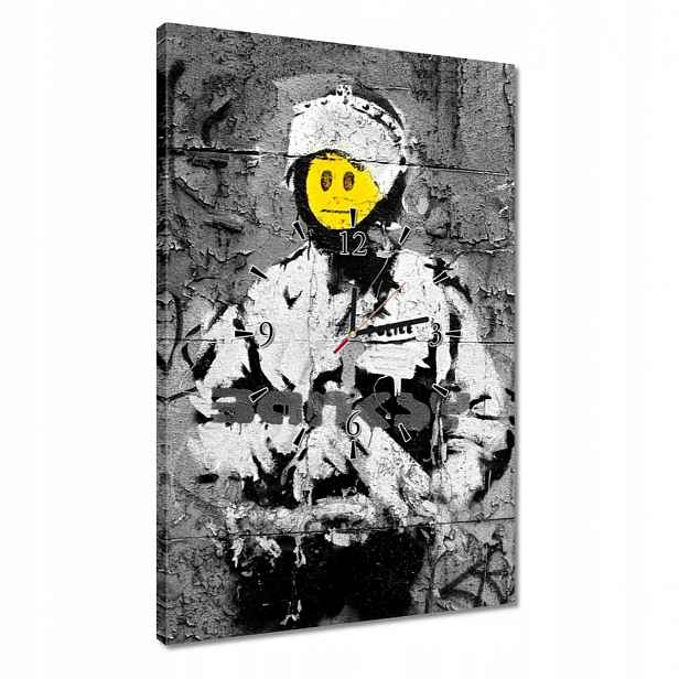 Hodiny 40x60 Banksy Smajlík