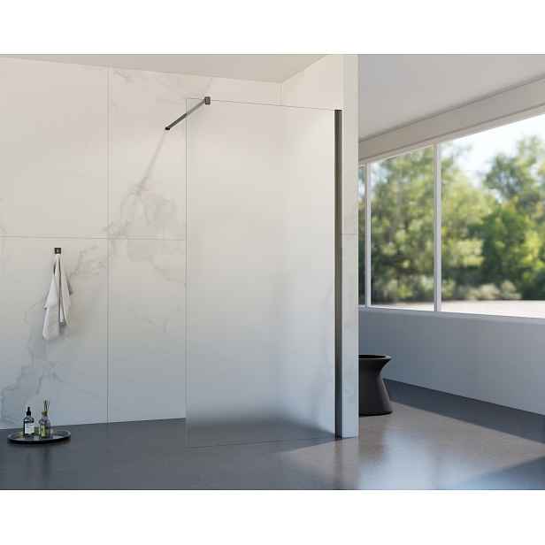 HOPA Walk-in sprchový kout LAGOS GRAFIT NEW 200 — Barva rámu - Grafit, Doplňky - bez doplňku, Rozměr A - 100, Rozměr C - 200, Výplň - Matné bezpečnostní sklo - 8 mm