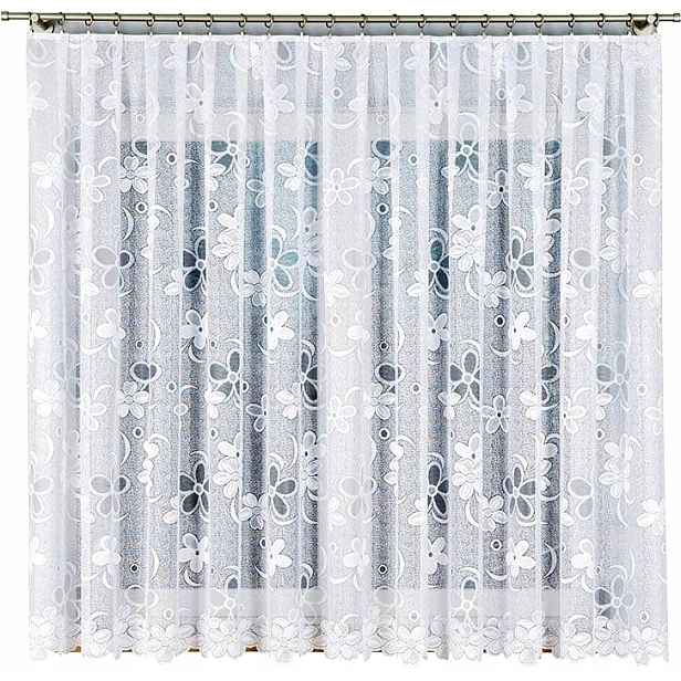 Záclona Renata 400x170 cm vzor 49885 jednoduchá s květinami (s lemováním)