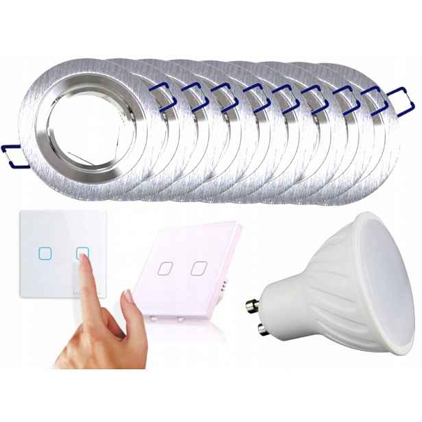 Sada objímky Aluminium Led 9x Vypínač Žárovky