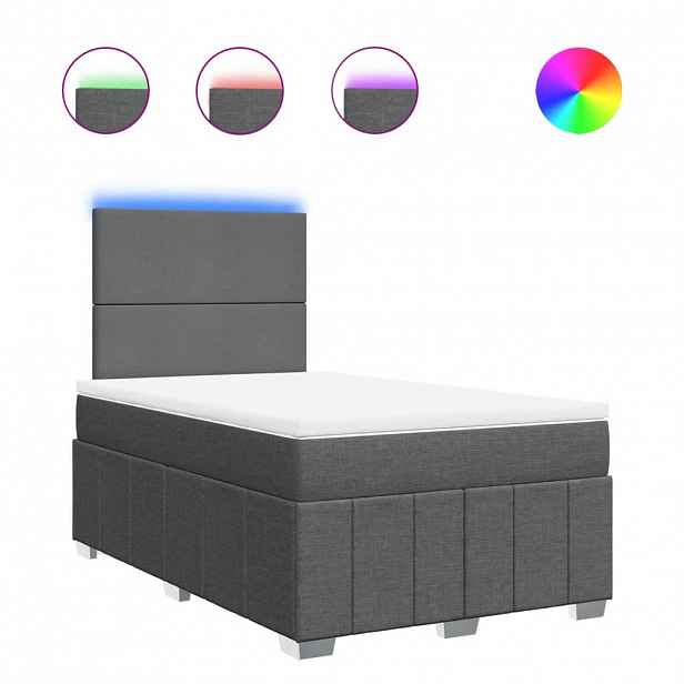 vidaXL Box spring postel s matrací tmavě šedá 120x190 cm textil