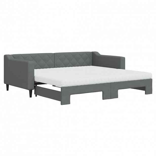 vidaXL Válenda s přistýlkou a matracemi tmavě šedá 90 x 190 cm textil
