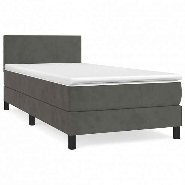 vidaXL Box spring postel s matrací tmavě šedá 90x190 cm samet