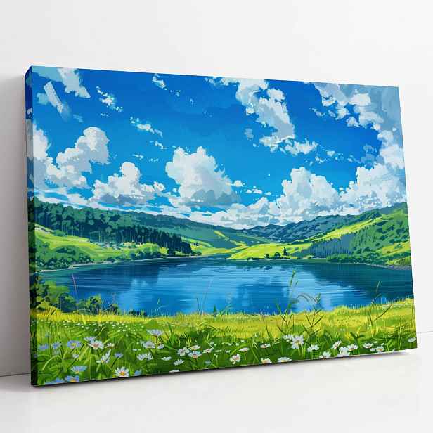 Obraz na plátně Louka u jezera, krajina do domu, pokoje, obýváku 80x60