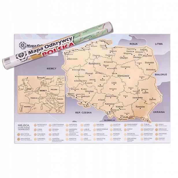 (hs) – Stírací Mapa objevitele – Polsko – Originál!
