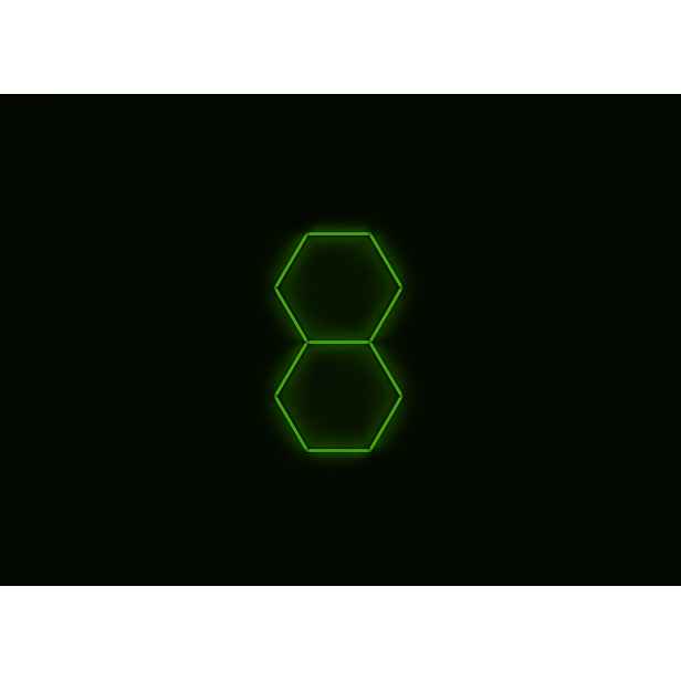 Kompletní Led hexagonové svítidlo zelené, rozměr 2 elementy 97 x 168 cm