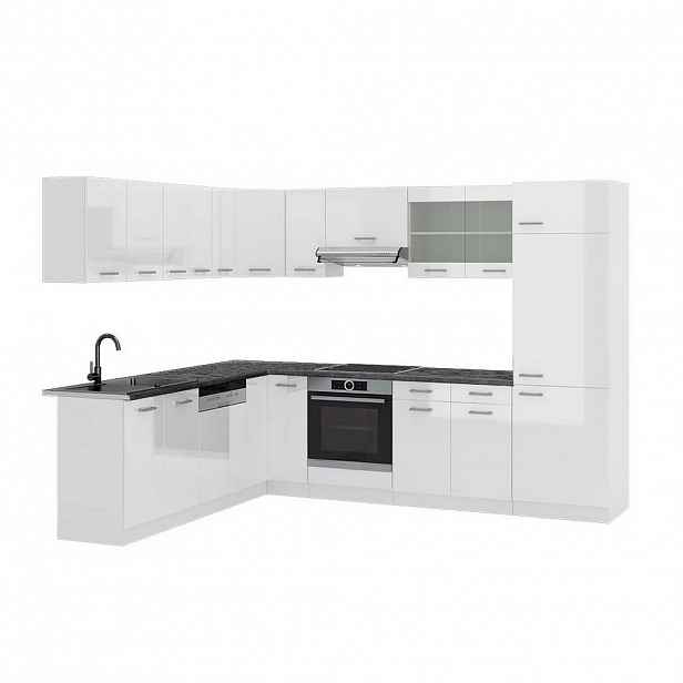 Vicco ROHOVÁ KUCHYŇ R-Line, Bílá vysoký lesk/Bílá, 287 x 227 cm, PD Antracit