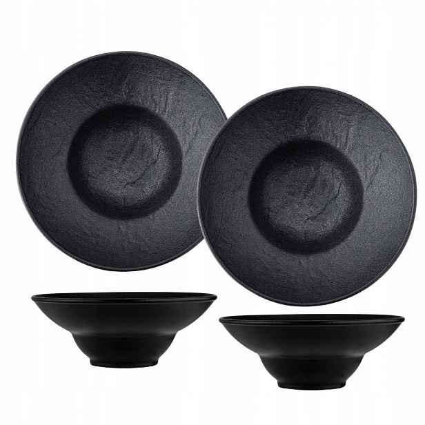 Talíř hluboký kulatý Wilmax 20 cm 800 ml z сčerného matného porcelánu