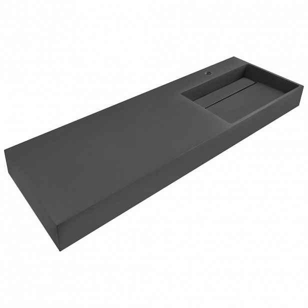 Beliani ZÁVĚSNÉ UMYVADLO Černé 150/48 cm Litý minerální kompozit Cusco