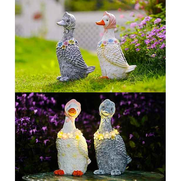 Goodeco Solární Led osvětlená zahradní soška Husa