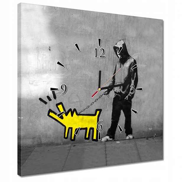 Hodiny 40x40 Žlutý pejsek Banksy Lol