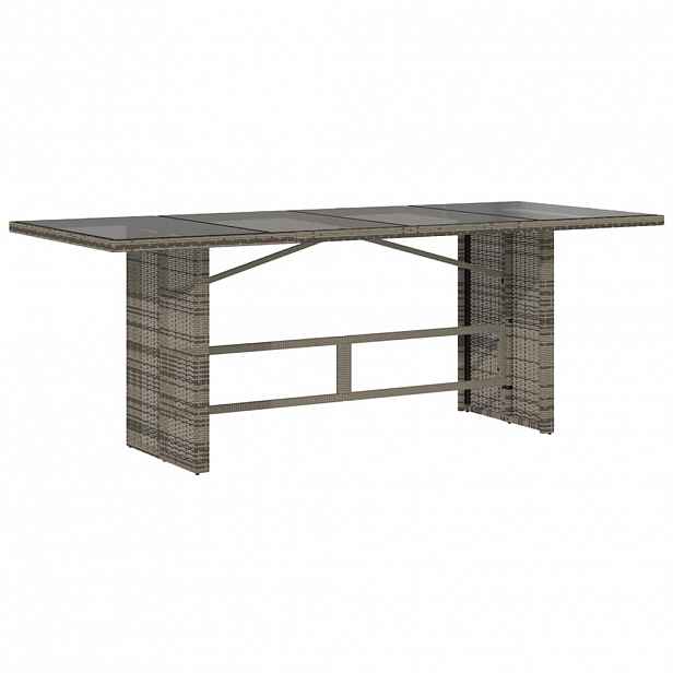 vidaXL Zahradní stůl se skleněnou deskou šedý 190x80x74 cm polyratan