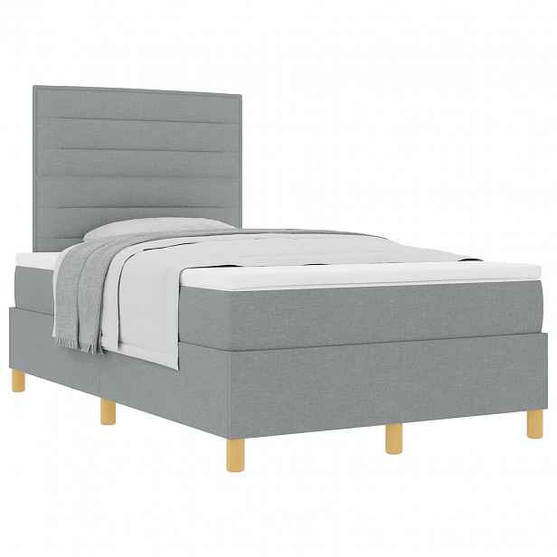 vidaXL Postel s boxspringem s matrací Světle šedá 120 x 190 cm textil