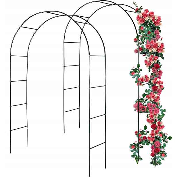 2× Terasová Zahradní Pergola Kovová Podpěra Pro Popínavé Hrozny Růže Oblouk 240 cm