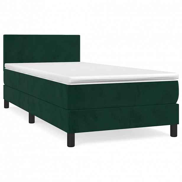 vidaXL Box spring postel s matrací tmavě zelená 90x190 cm samet