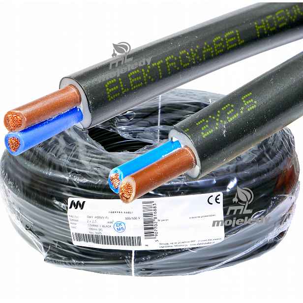 Kabel Owy 2x2,5 mm Cu lanko černé Cu 100 m