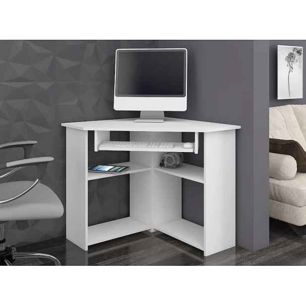 Rohový PC stůl DRIONAS - bílý