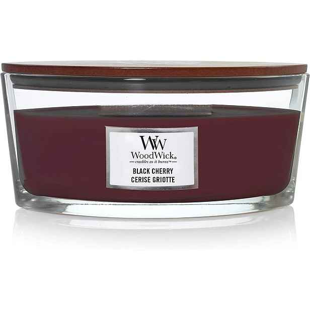 WoodWick Vonná svíčka sójová Black Cherry Loďka Elipsa velká 453,6 g