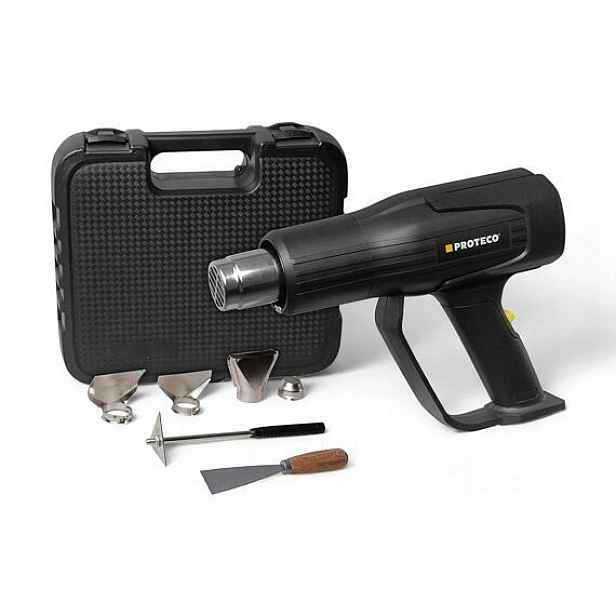 Proteco horkovzdušná pistole 2000W, LCD displej, 60°C-600°C, kufr, přísluše