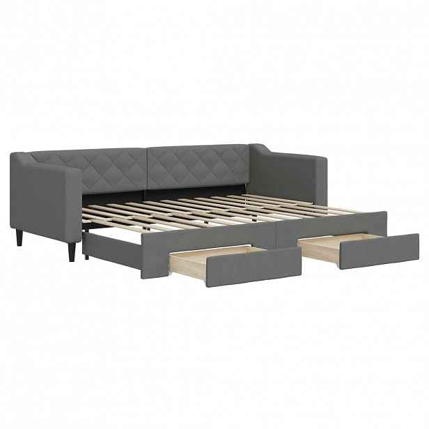 vidaXL Válenda s přistýlkou a zásuvkami tmavě šedá 80 x 200 cm textil