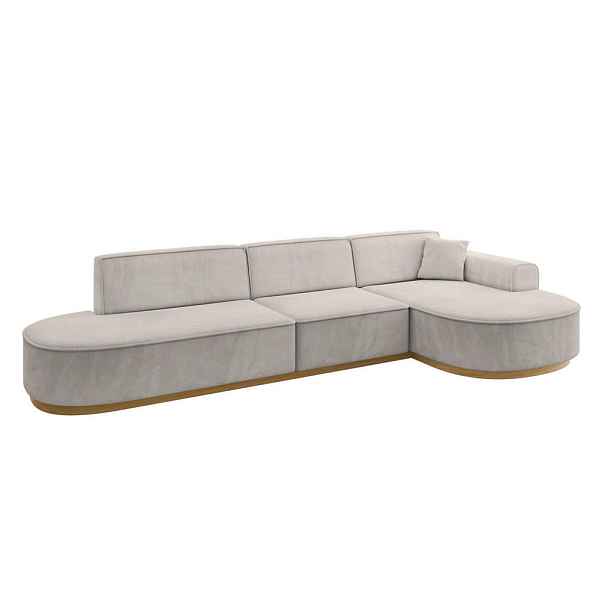 ALTDECOR ROHOVÁ SEDAČKA s otomanem, pravá MARI-L2-v2 328x171x83 Světle hnědá Velur