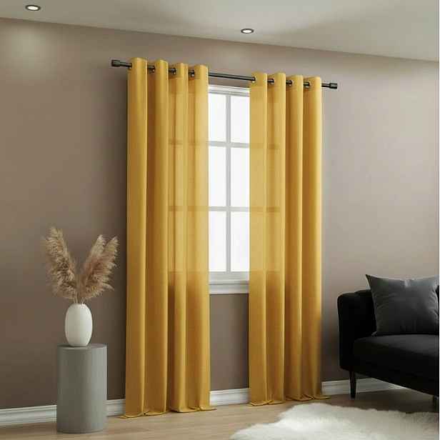 Dekorační závěs EASY TOP hořčicová s kroužky 140x250 cm