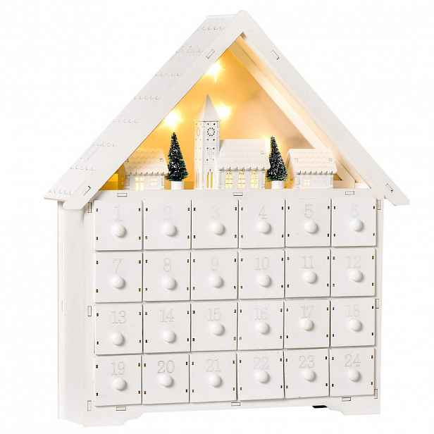 HOMCOM ADVENTNÍ KALENDÁŘ Vánoční kalendář 24 zásuvek s LED diodami, design 2 v 1
