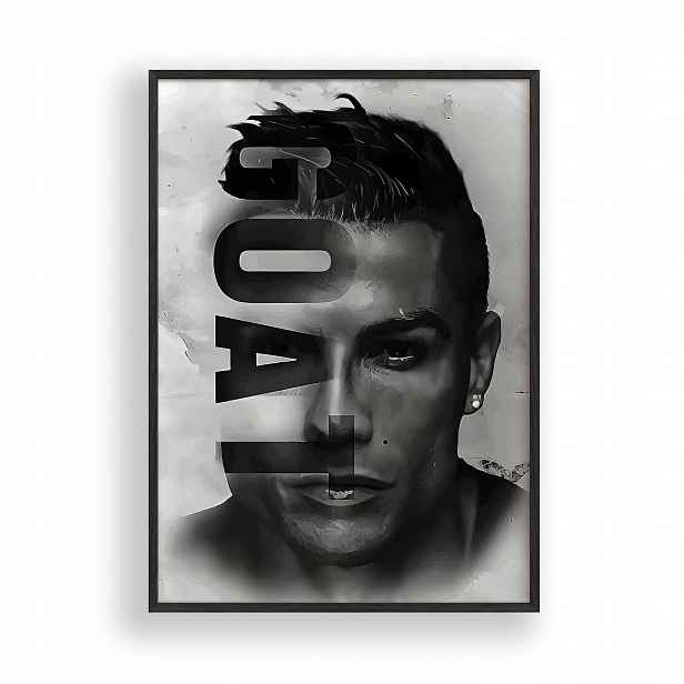 Obraz Cristiano Ronaldo Goat Plakát Rámeček Dřevěný Černý 30x42 cm